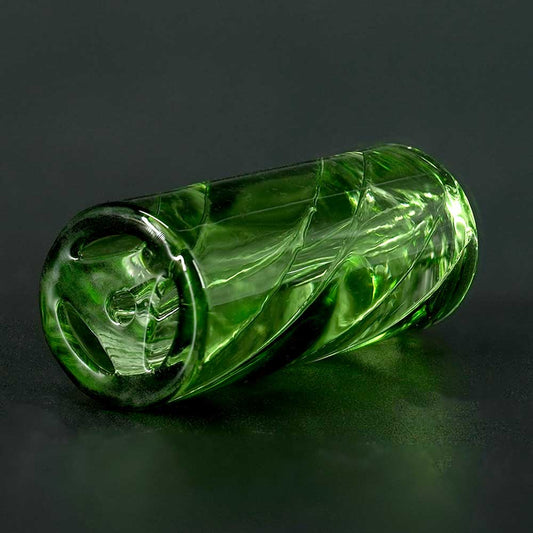 Detailaufnahme STYCKY Glasfilter Viridis Ø 12 mm 30 mm mit Spiral-Struktur im grünen Glasfilter