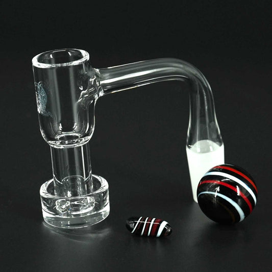 Das Terp Slurper Banger Set 14 mm Male aus Quarzglas mit 2 Terp Pearls und 1 Headmurmel – kompatibel mit dem Ball-Vape EPIC und allen 14 mm Female-Rigs