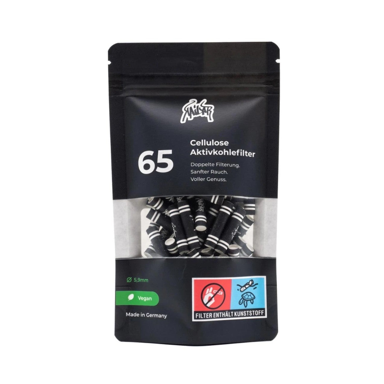 Kailar Aktivkohlefilter Slim 5,9 mm – 65 Stück, Mixed, Schwarz & weiß KAILAR