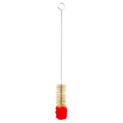 50 cm lange Bongbürste mit 50 mm Naturborstenkopf & rotem Wollbausch