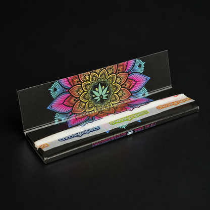 Geöffnete CHOOSYPAPERS Mandala KSS Papers mit sichtbaren Blättchen