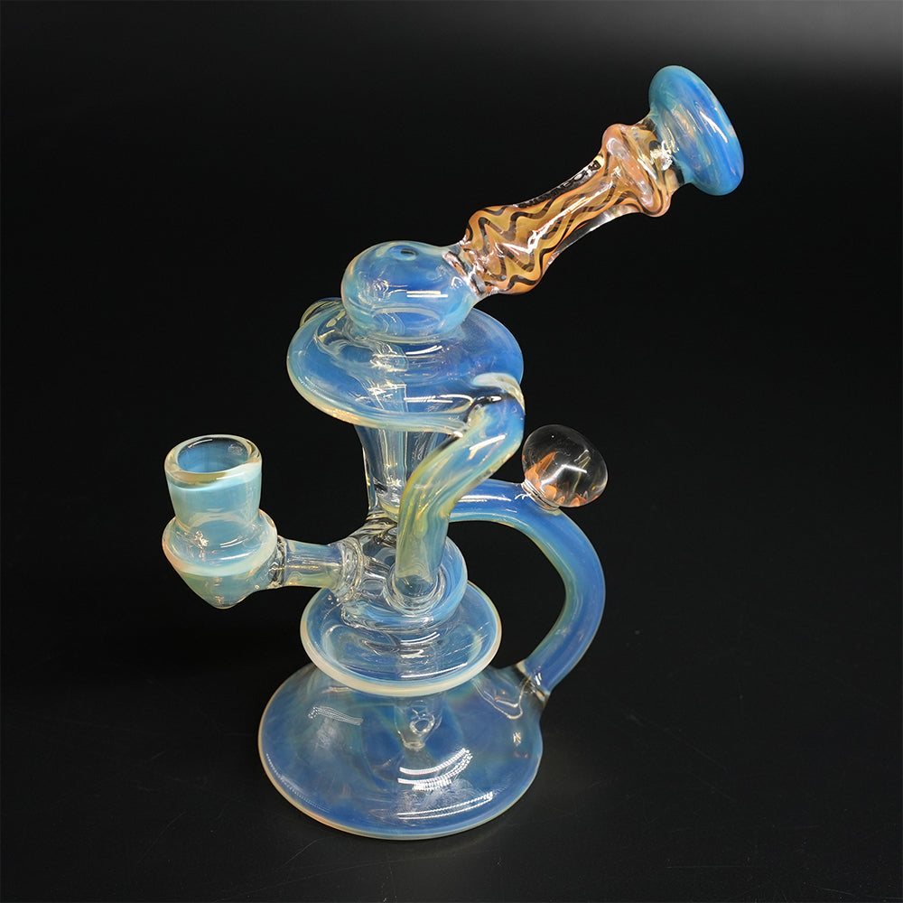 Dab Rig Nova Orb Recycler aus Silver-Fumed-Glas mit 14-mm-Schliff von schräg oben