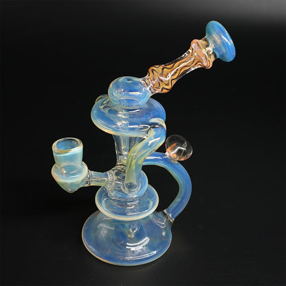 Dab Rig Nova Orb Recycler aus Silver-Fumed-Glas mit 14-mm-Schliff von schräg oben
