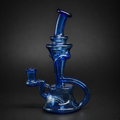 Dab Rig Velvet Blue Recycler aus tiefblauem Glas mit 14-mm-Schliff