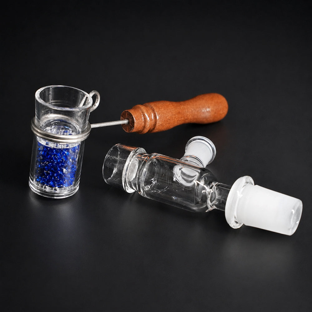 GRAVEDA EPIC Quarz Diffusor mit blauem Füllmaterial, Holzgriff und Quarzglasadapter