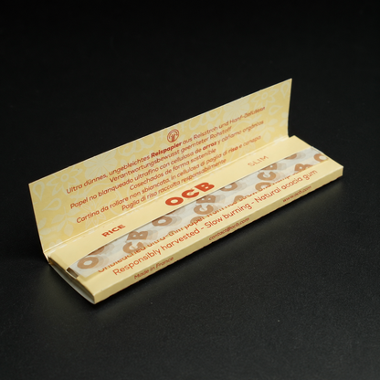 OCB Rice King Size Slim Papers ungebleicht und ultradünn geöffnet