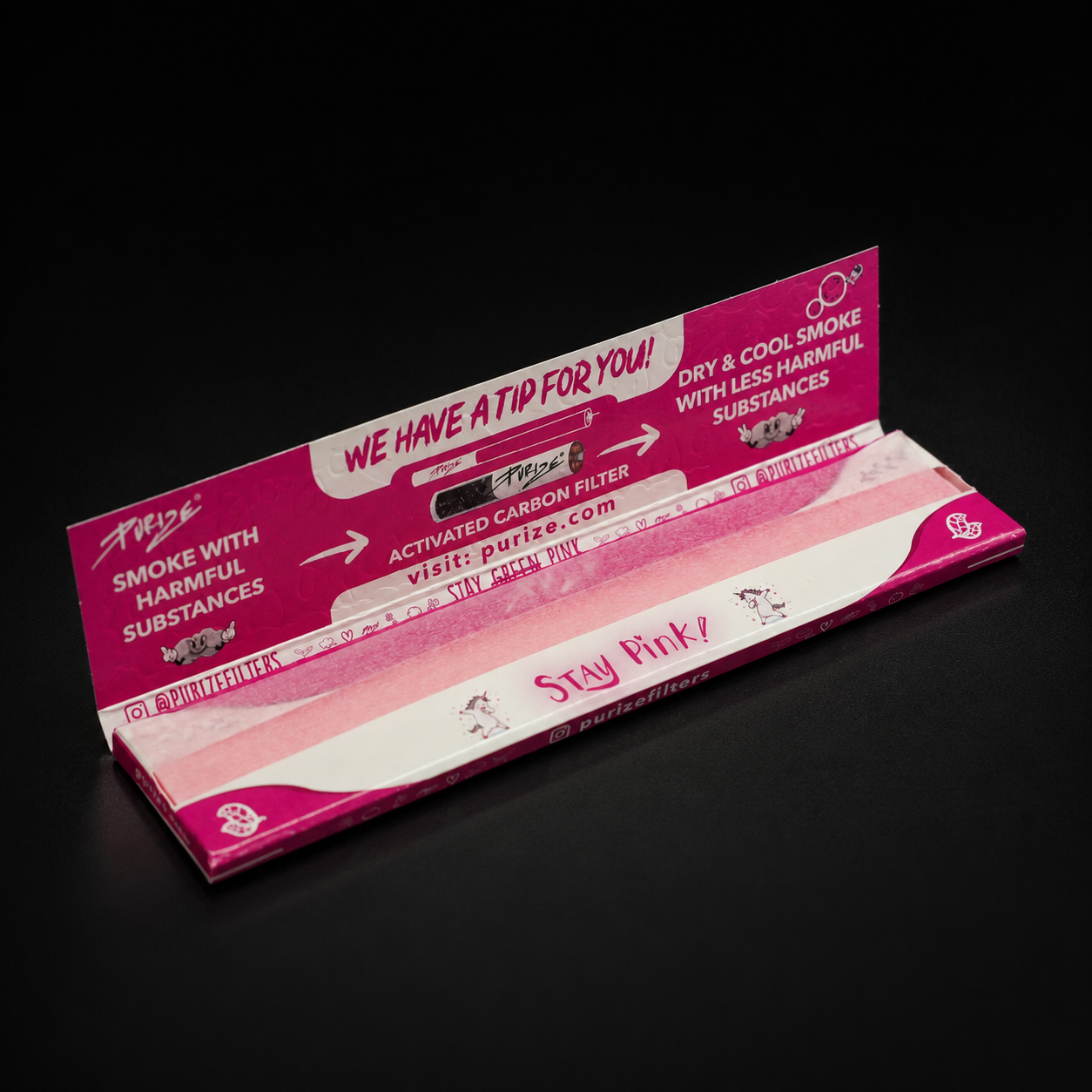 Geöffnete PURIZE KSS Papers Pink Unbleached mit sichtbaren Blättchen