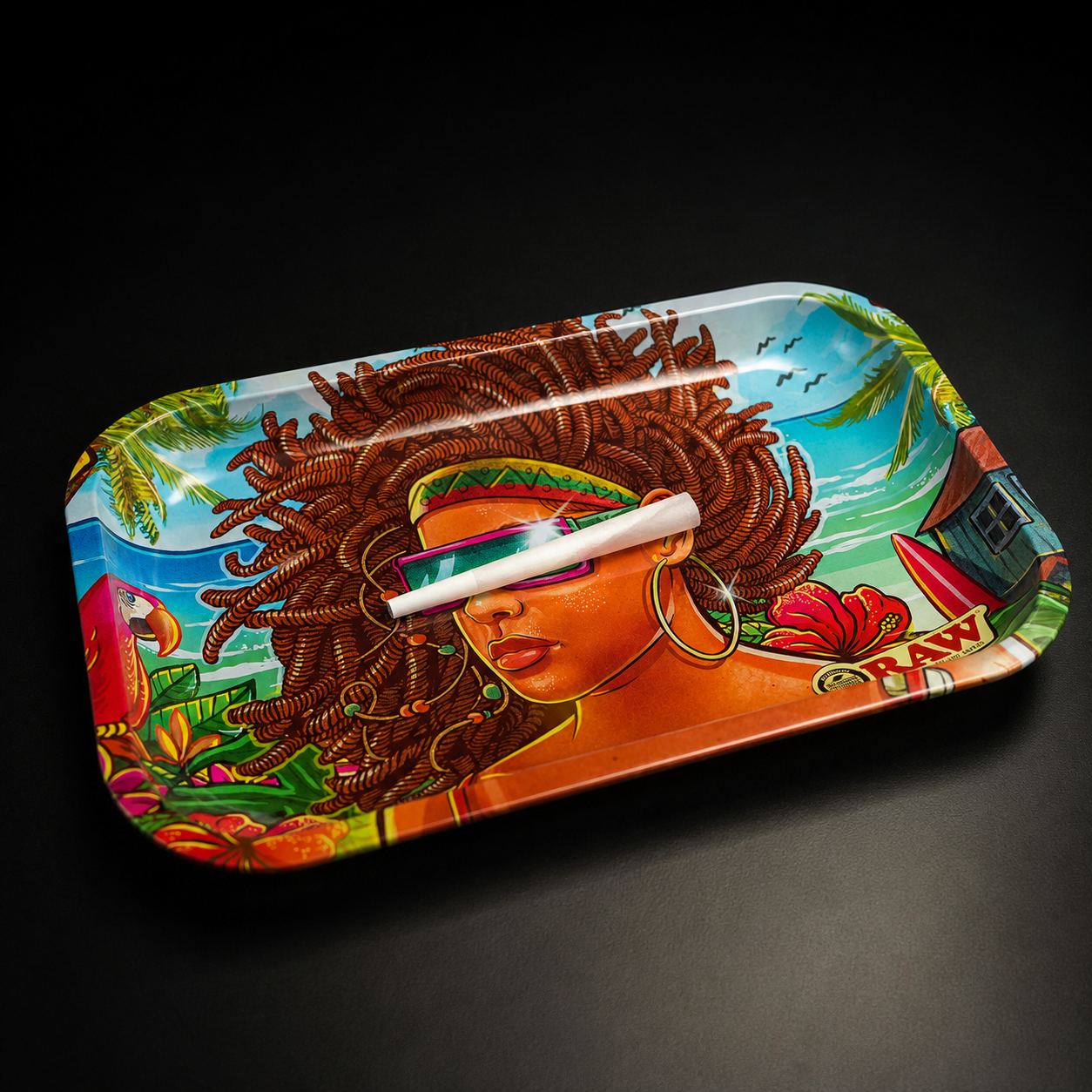 RAW Brazil 3 Rolling Tray Small mit Paper-Cone zur Größeneinordnung