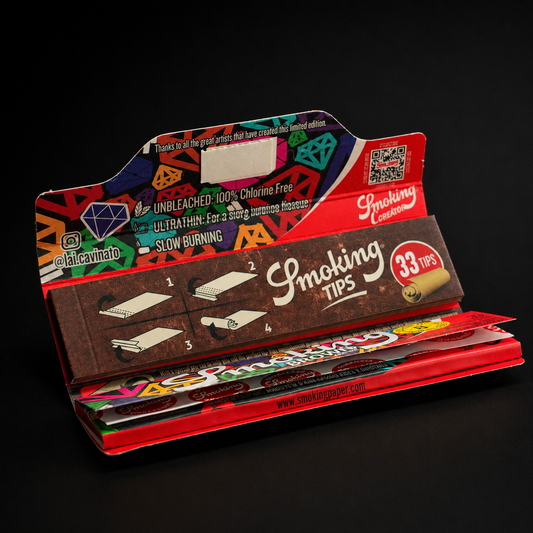 Geöffnete Smoking Brown Creator KSS Papers + Tips mit sichtbaren Blättchen