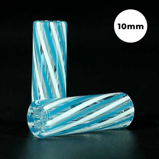 STYCKY Glasfilter Azur Ø 10 mm Glasfilter für Joints mit hellblau-weißem Spiraldesign