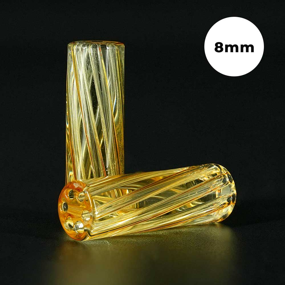 STYCKY Glasfilter Helios Ø 8 mm Glasfilter für Joints mit goldfarbenem Spiraldesign
