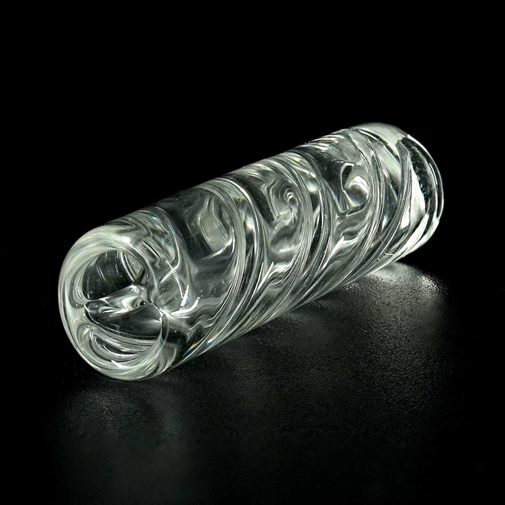 Detailaufnahme STYCKY Glasfilter Specter Ø 8 mm mit spiraliger Glasstruktur im klaren Glasfilter