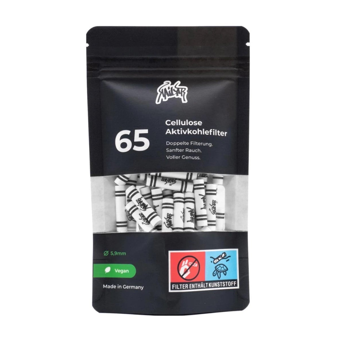 Kailar Aktivkohlefilter Slim 5,9 mm – 65 Stück, Mixed, Schwarz & weiß KAILAR